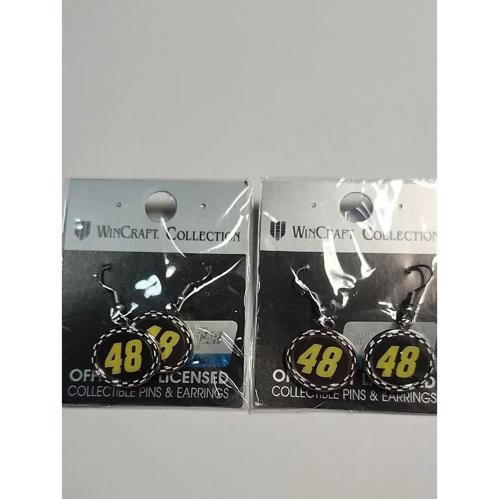 WinCraft Collection 48 Yellow Number Dangle Earrings Nascar